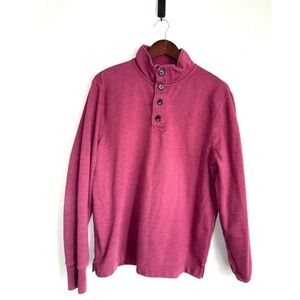 JCREW Mens Medium Raspberry Long Sleeve 1/4 Button Up Pullover Sweatshirt EEO